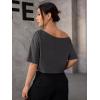 imageSOLY HUX Womens Graphic Tees Off The Shoulder Half Sleeve Loose Fit Summer TShirt Crop TopsDark Grey