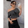 imageSOLY HUX Womens Graphic Tees Off The Shoulder Half Sleeve Loose Fit Summer TShirt Crop TopsDark Grey
