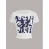 imageSOLY HUX Womens Graphic Tees Summer Figure Print Short Sleeve T Shirts Crop TopNavy Blue Figure