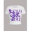 imageSOLY HUX Womens Graphic Tees Summer Figure Print Short Sleeve T Shirts Crop TopPurple Figure