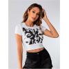 imageSOLY HUX Womens Graphic Tees Summer Figure Print Short Sleeve T Shirts Crop TopWhite