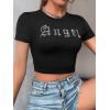 imageSOLY HUX Womens Graphic Tees Y2k Crop Top Short Sleeve T Shirt Tee Summer TopsBlack Letter Graphic