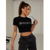 imageSOLY HUX Womens Graphic Tees Y2k Crop Top Short Sleeve T Shirt Tee Summer TopsBlack Letter Rhinestone