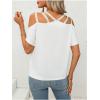 imageSOLY HUX Womens Heart Rhinestone Cold Shoulder Short Sleeve Tee Cut Out T Shirt TopWhite Heart