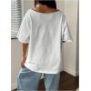 imageSOLY HUX Womens Jersey Shirts Number Graphic Off The Shoulder Oversized TShirt Leopard Streetwear Tee TopsWhite Cherry