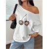 imageSOLY HUX Womens Jersey Shirts Number Graphic Off The Shoulder Oversized TShirt Leopard Streetwear Tee TopsWhite Cherry