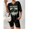 imageSOLY HUX Womens Oversized Graphic Tees Drop Shoulder Half Sleeve Loose Casual T Shirt TopsBlack Letter