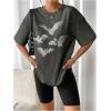 imageSOLY HUX Womens Oversized Graphic Tees Drop Shoulder Half Sleeve Loose Casual T Shirt TopsDark Grey Bat