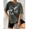 imageSOLY HUX Womens Oversized Graphic Tees Drop Shoulder Half Sleeve Loose Casual T Shirt TopsDark Grey Bat