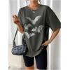 imageSOLY HUX Womens Oversized Graphic Tees Drop Shoulder Half Sleeve Loose Casual T Shirt TopsDark Grey Bat