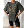 imageSOLY HUX Womens Oversized Graphic Tees Drop Shoulder Half Sleeve Loose Casual T Shirt TopsDark Grey Printed