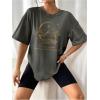 imageSOLY HUX Womens Oversized Graphic Tees Drop Shoulder Half Sleeve Loose Casual T Shirt TopsDark Grey Printed