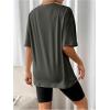 imageSOLY HUX Womens Oversized Graphic Tees Drop Shoulder Half Sleeve Loose Casual T Shirt TopsDark Grey Printed