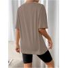 imageSOLY HUX Womens Oversized Graphic Tees Drop Shoulder Half Sleeve Loose Casual T Shirt TopsKhaki Letter