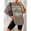 imageSOLY HUX Womens Oversized Graphic Tees Drop Shoulder Half Sleeve Loose Casual T Shirt TopsKhaki Letter