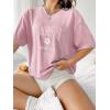 imageSOLY HUX Womens Oversized T Shirts Letter Print Casual Summer Tops Graphic Tees for WomenDusty Rose Letter