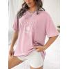 imageSOLY HUX Womens Oversized T Shirts Letter Print Casual Summer Tops Graphic Tees for WomenDusty Rose Letter