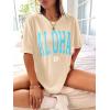 imageSOLY HUX Womens Oversized T Shirts Letter Print Casual Summer Tops Graphic Tees for WomenGraphic Khaki