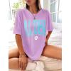 imageSOLY HUX Womens Oversized T Shirts Letter Print Casual Summer Tops Graphic Tees for WomenGraphic Lilac Purple