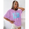 imageSOLY HUX Womens Oversized T Shirts Letter Print Casual Summer Tops Graphic Tees for WomenGraphic Lilac Purple