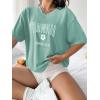 imageSOLY HUX Womens Oversized T Shirts Letter Print Casual Summer Tops Graphic Tees for WomenGreen Floral