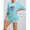 imageSOLY HUX Womens Oversized T Shirts Letter Print Casual Summer Tops Graphic Tees for WomenLight Blue Printed