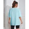 imageSOLY HUX Womens Oversized T Shirts Letter Print Casual Summer Tops Graphic Tees for WomenLight Blue Printed