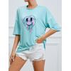 imageSOLY HUX Womens Oversized T Shirts Letter Print Casual Summer Tops Graphic Tees for WomenLight Blue Printed