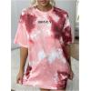 imageSOLY HUX Womens Oversized T Shirts Letter Print Casual Summer Tops Graphic Tees for WomenRed Letter