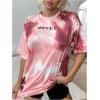 imageSOLY HUX Womens Oversized T Shirts Letter Print Casual Summer Tops Graphic Tees for WomenRed Letter