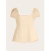 imageSOLY HUX Womens Square Neck Short Sleeve Peplum Tops Tie Front Summer Tee Shirt StreetwearSolid Apricot