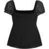 imageSOLY HUX Womens Square Neck Short Sleeve Peplum Tops Tie Front Summer Tee Shirt StreetwearSolid Black