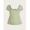 imageSOLY HUX Womens Square Neck Short Sleeve Peplum Tops Tie Front Summer Tee Shirt StreetwearSolid Green