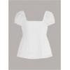 imageSOLY HUX Womens Square Neck Short Sleeve Peplum Tops Tie Front Summer Tee Shirt StreetwearSolid White