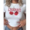 imageSOLY HUX Womens Y2K Tees Short Sleeve Cute Graphic Cherry Print Crop Tops Vintage Summer T ShirtsWhite Cherry
