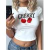 imageSOLY HUX Womens Y2K Tees Short Sleeve Cute Graphic Cherry Print Crop Tops Vintage Summer T ShirtsWhite Letter Cherry