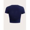 imageSOLY HUX Womens Y2K Vintage Graphic Tees Letter Printed Cropped Tee Short Sleeve Crop TShirtsDark Blue Letter