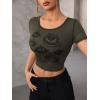 imageSOLY HUX Womens Y2k Goth Tops Graphic Vintage Eye Print Crop Tops Short Sleeve Summer Going Out Tees T ShirtsArmy Green Figure