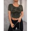 imageSOLY HUX Womens Y2k Goth Tops Graphic Vintage Eye Print Crop Tops Short Sleeve Summer Going Out Tees T ShirtsArmy Green Figure