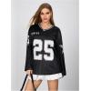 imageSOLY HUX Womens Y2k Jersey Shirts Oversized Mesh Number Graphic Tees V Neck Long Sleeve Blokette T Shirt TopsBlack Number