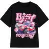imageSOLY HUX Womens Car ampamp Letter Graphic Print TShirt Casual Summer Short Sleeve TopBlack Letter Graphic