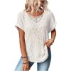 imageSOLY HUX Womens Contrast Lace T Shirt Short Sleeve Round Neck Casual Tee TopsSolid Apricot