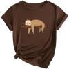 imageSOLY HUX Womens Cute Graphic Tees Cartoon Casual Summer Tops Short Sleeve T ShirtsCoffee Brown