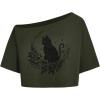 imageSOLY HUX Womens Graphic Tees Off The Shoulder Half Sleeve Loose Fit Summer TShirt Crop TopsArmy Green