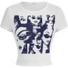 imageSOLY HUX Womens Graphic Tees Summer Figure Print Short Sleeve T Shirts Crop TopNavy Blue Figure