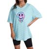 imageSOLY HUX Womens Oversized T Shirts Letter Print Casual Summer Tops Graphic Tees for WomenLight Blue Printed