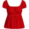 imageSOLY HUX Womens Square Neck Short Sleeve Peplum Tops Tie Front Summer Tee Shirt StreetwearSolid Red