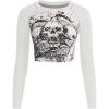 imageSOLY HUX Womens Y2K Shirt Gothic Long Sleeve Crop Tops Graphic Tees Skull Floral Print T ShirtsWhite Graphic