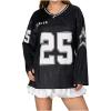 imageSOLY HUX Womens Y2k Jersey Shirts Oversized Mesh Number Graphic Tees V Neck Long Sleeve Blokette T Shirt TopsBlack Number