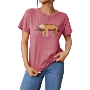 imageSOLY HUX Womens Cute Graphic Tees Cartoon Casual Summer Tops Short Sleeve T ShirtsPink Cartoon
